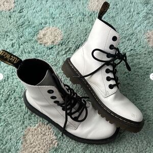 Dr. Marten White Luana Boot Women UK 4 EU 37 US 6 Leather Lace Up Black Combat